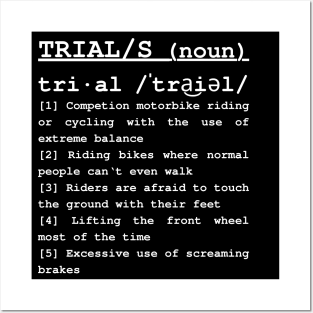 dictionary definition of trials bike moto cycle TRIAL sports Posters and Art